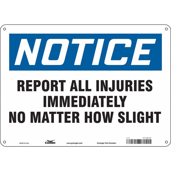 Safety Sign, 10 in Height, 14 in Width, Polyethylene, Horizontal Rectangle, English, 475G90