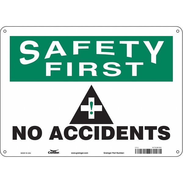 Safety Sign, 10 in Height, 14 in Width, Polyethylene, Horizontal Rectangle, English, 475G96