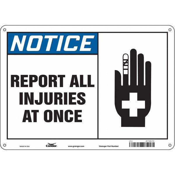Safety Sign, 10 in Height, 14 in Width, Polyethylene, Horizontal Rectangle, English, 475G74