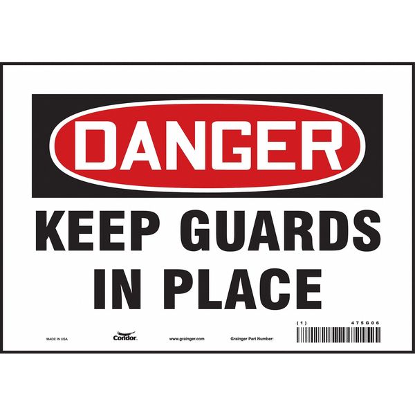 Safety Sign, 7 in Height, 10 in Width, Vinyl, Vertical Rectangle, English, 475G06