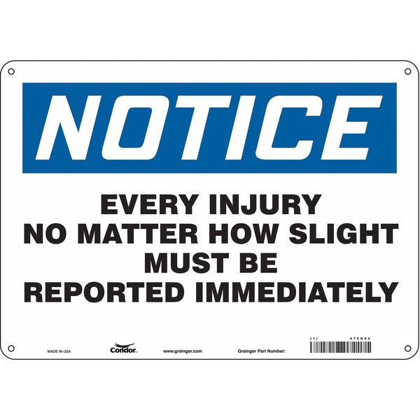 Safety Sign, 10 in Height, 14 in Width, Polyethylene, Horizontal Rectangle, English, 475G62