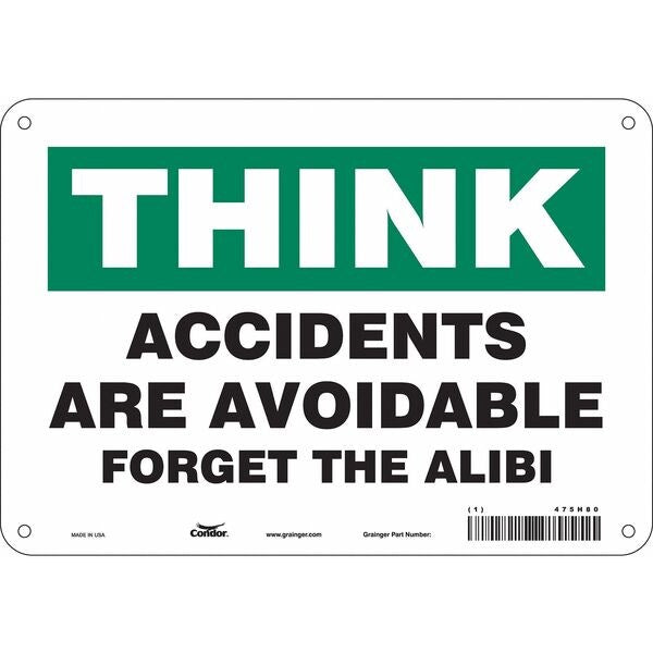 Safety Sign, 7 in Height, 10 in Width, Polyethylene, Vertical Rectangle, English, 475H80