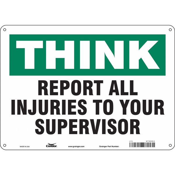 Safety Sign, 10 in Height, 14 in Width, Polyethylene, Horizontal Rectangle, English, 475H94