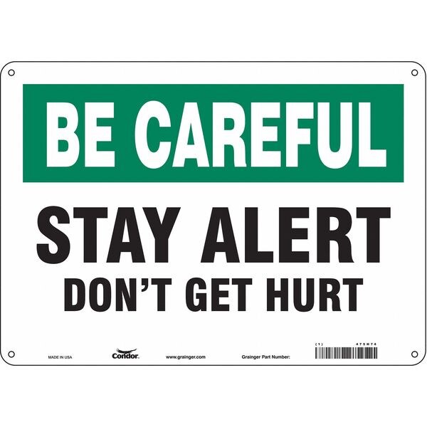 Safety Sign, 10 in Height, 14 in Width, Polyethylene, Horizontal Rectangle, English, 475H74