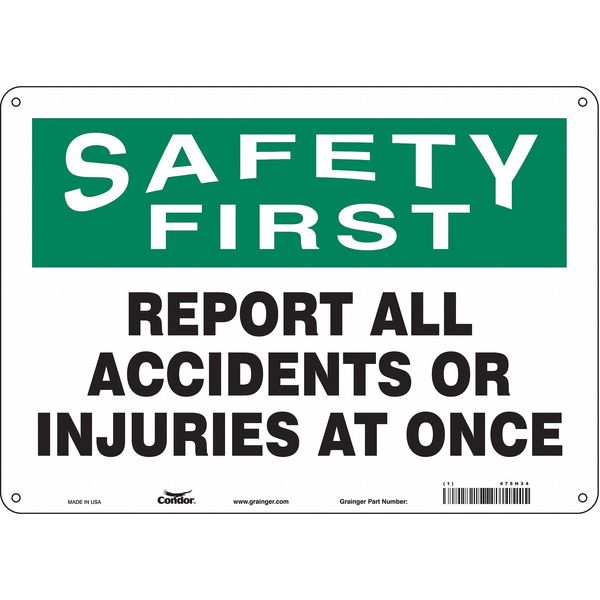 Safety Sign, 10 in Height, 14 in Width, Polyethylene, Horizontal Rectangle, English, 475H34