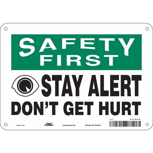 Safety Sign, 7 in Height, 10 in Width, Polyethylene, Vertical Rectangle, English, 475H49