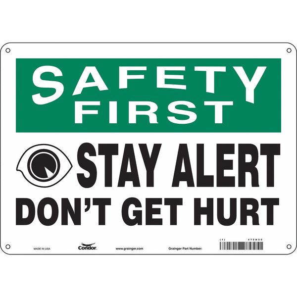 Safety Sign, 10 in Height, 14 in Width, Polyethylene, Horizontal Rectangle, English, 475H50