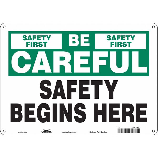 Safety Sign, 10 in Height, 14 in Width, Polyethylene, Horizontal Rectangle, English, 475H56