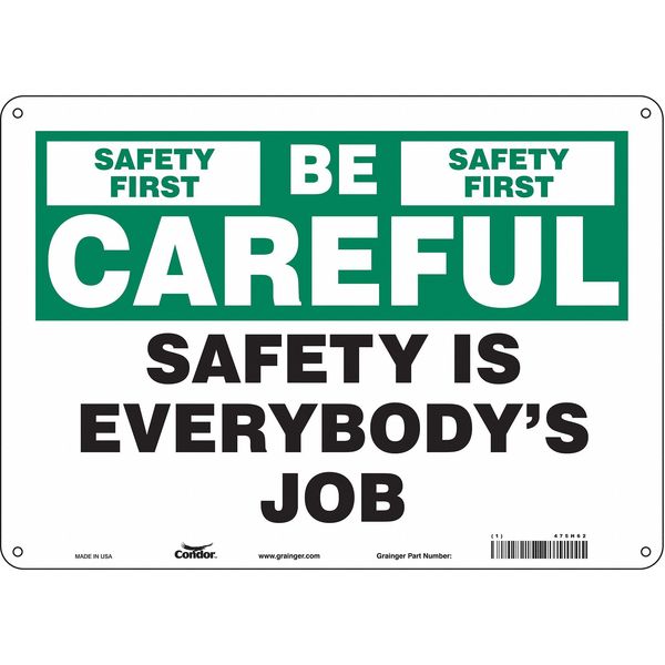 Safety Sign, 10 in Height, 14 in Width, Polyethylene, Horizontal Rectangle, English, 475H62