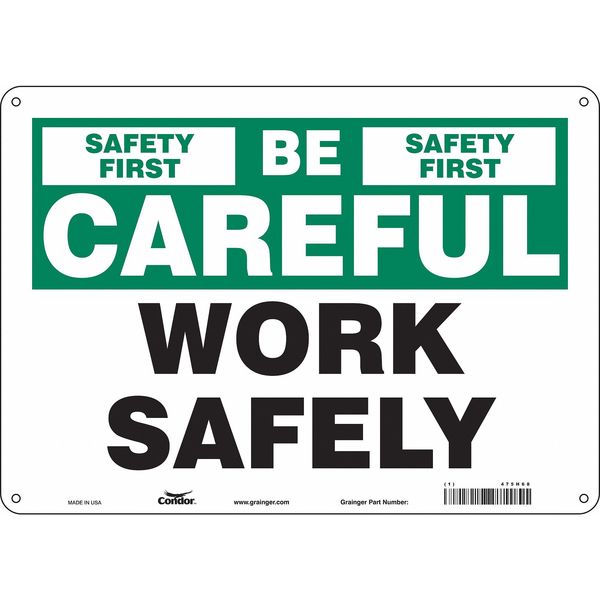 Safety Sign, 10 in Height, 14 in Width, Polyethylene, Horizontal Rectangle, English, 475H68