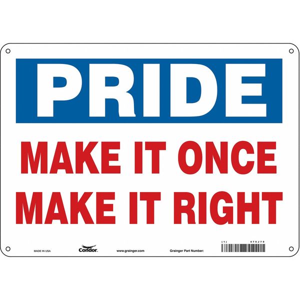 Safety Sign, 10 in Height, 14 in Width, Polyethylene, Horizontal Rectangle, English, 475J70