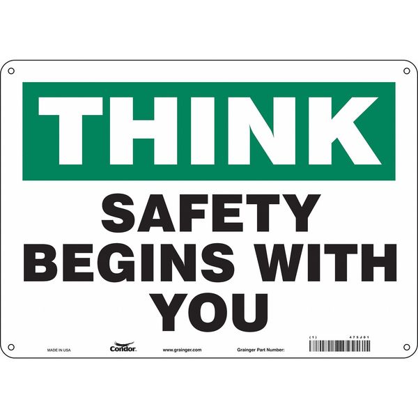 Safety Sign, 10 in Height, 14 in Width, Polyethylene, Horizontal Rectangle, English, 475J01