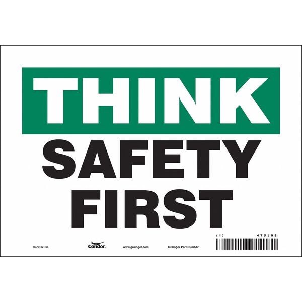 Safety Sign, 7 in Height, 10 in Width, Vinyl, Vertical Rectangle, English, 475J08