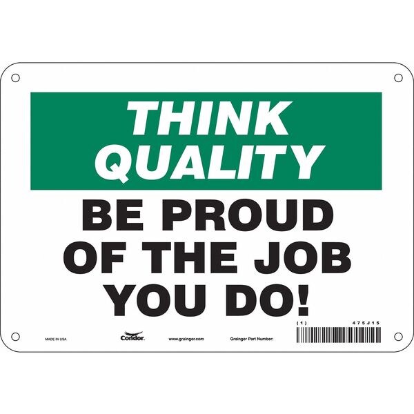 Safety Sign, 7 in Height, 10 in Width, Polyethylene, Vertical Rectangle, English, 475J15