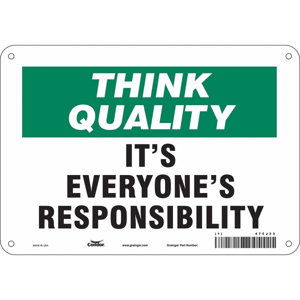 Safety Sign, 7 in Height, 10 in Width, Polyethylene, Vertical Rectangle, English, 475J33