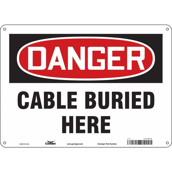 Safety Sign, 10 in Height, 14 in Width, Polyethylene, Horizontal Rectangle, English, 475K98