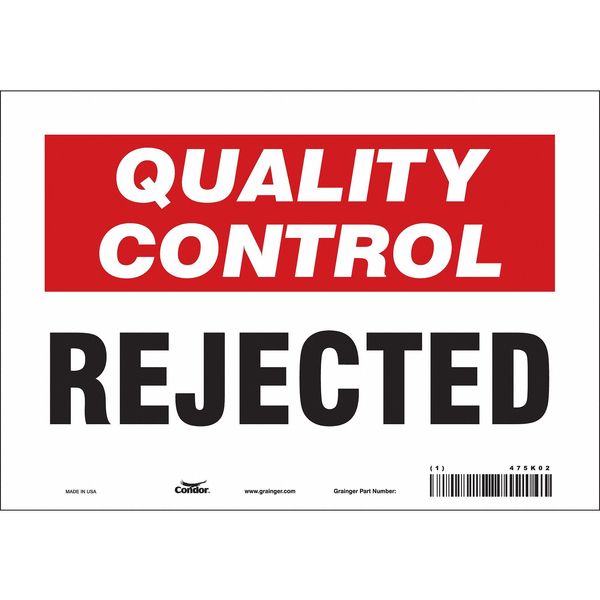 Safety Sign, 7 in Height, 10 in Width, Vinyl, Vertical Rectangle, English, 475K02