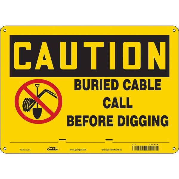 Safety Sign, 10 in Height, 14 in Width, Polyethylene, Horizontal Rectangle, English, 475K46