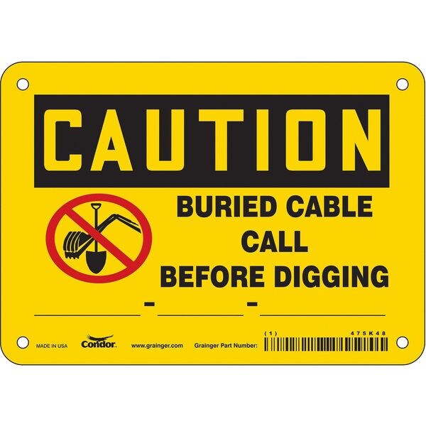 Safety Sign, 5 in Height, 7 in Width, Vinyl, Horizontal Rectangle, English, 475K48