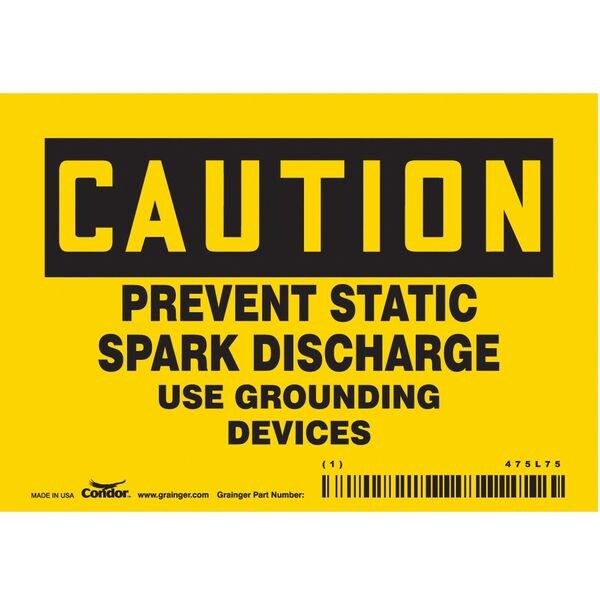 Safety Sign, 3 1/2 in Height, 5 in Width, Vinyl, Horizontal Rectangle, English, 475L75
