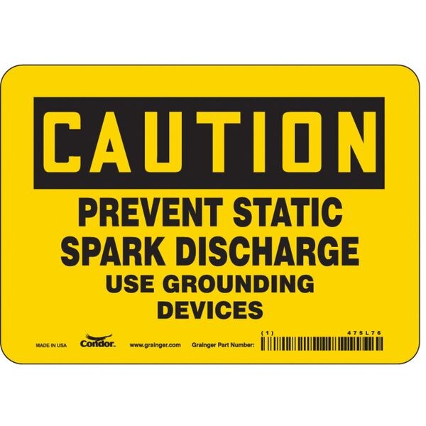Safety Sign, 5 in Height, 7 in Width, Vinyl, Horizontal Rectangle, English, 475L76