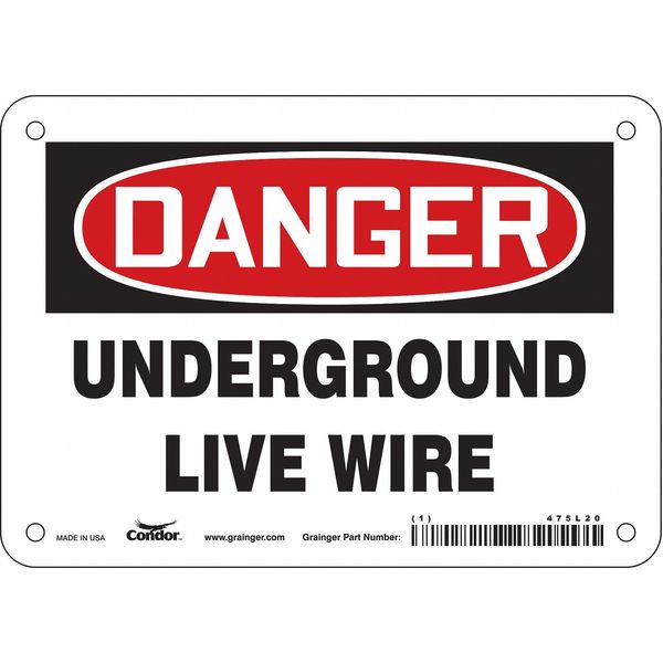 Safety Sign, 5 in Height, 7 in Width, Vinyl, Horizontal Rectangle, English, 475L20