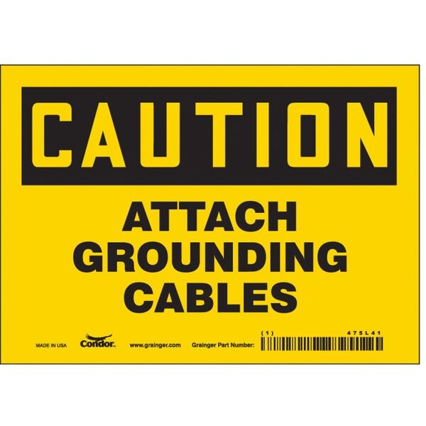 Safety Sign, 5 in Height, 7 in Width, Vinyl, Horizontal Rectangle, English, 475L41