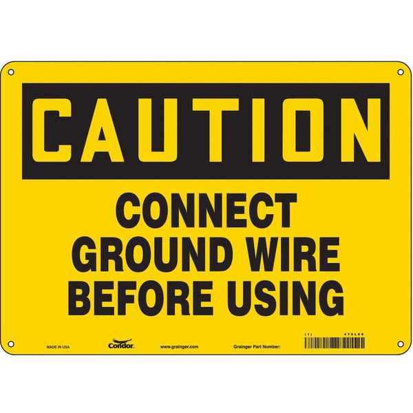 Safety Sign, 10 in Height, 14 in Width, Polyethylene, Horizontal Rectangle, English, 475L66