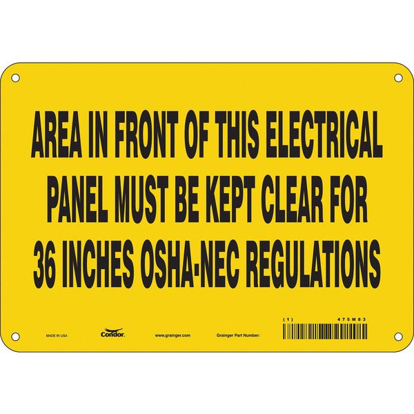 Safety Sign, 7 in Height, 10 in Width, Polyethylene, Vertical Rectangle, English, 475M83