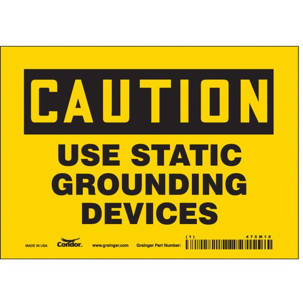 Safety Sign, 5 in Height, 7 in Width, Vinyl, Horizontal Rectangle, English, 475M10