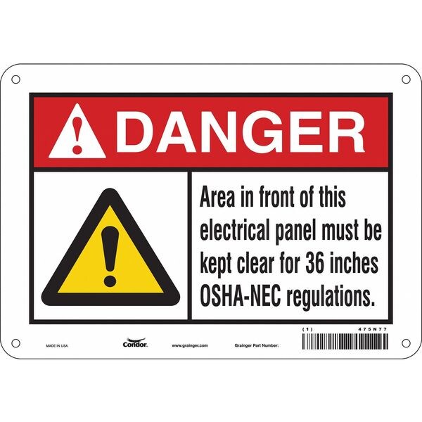 Safety Sign, 7 in Height, 10 in Width, Polyethylene, Vertical Rectangle, English, 475N77