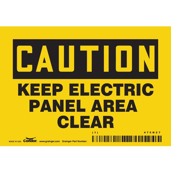 Safety Sign, 3 1/2 in Height, 5 in Width, Vinyl, Horizontal Rectangle, English, 475N27