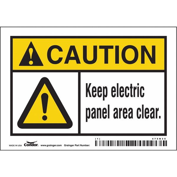 Safety Sign, 3 1/2 in Height, 5 in Width, Vinyl, Horizontal Rectangle, English, 475N35