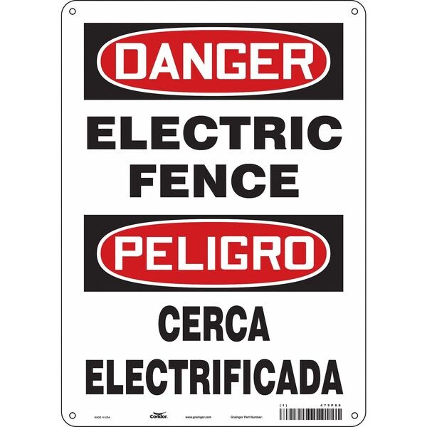 Safety Sign, 14 in Height, 10 in Width, Polyethylene, Vertical Rectangle, English, Spanish, 475P88