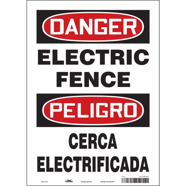 Safety Sign, 14 in Height, 10 in Width, Vinyl, Vertical Rectangle, English, Spanish, 475P90