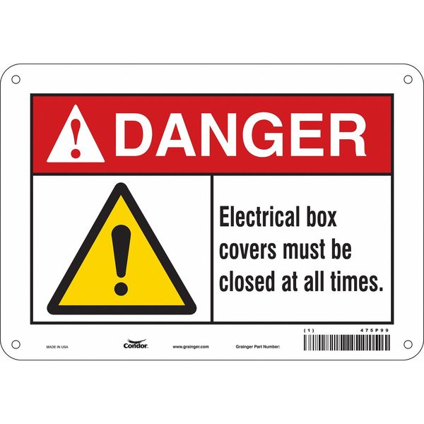 Safety Sign, 7 in Height, 10 in Width, Polyethylene, Vertical Rectangle, English, 475P99