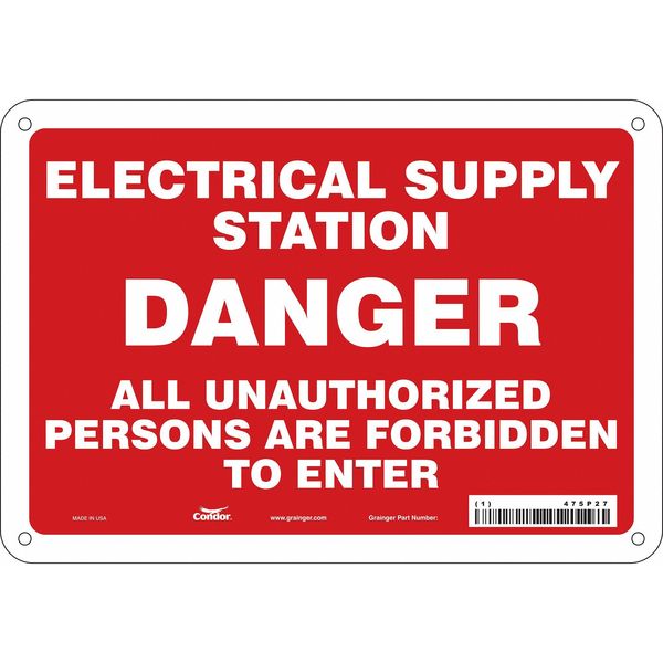 Safety Sign, 7 in Height, 10 in Width, Polyethylene, Vertical Rectangle, English, 475P27