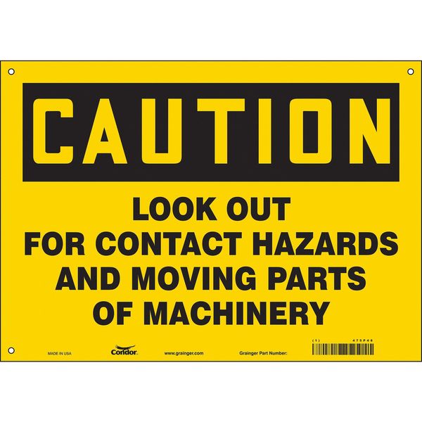Safety Sign, 10 in Height, 14 in Width, Vinyl, Horizontal Rectangle, English, 475P48