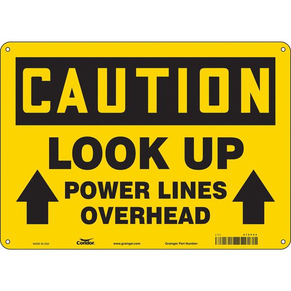 Safety Sign, 10 in Height, 14 in Width, Polyethylene, Horizontal Rectangle, English, 475P52