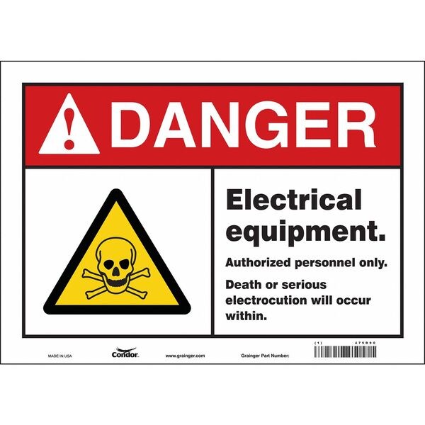 Safety Sign, 10 in Height, 14 in Width, Vinyl, Horizontal Rectangle, English, 475R90