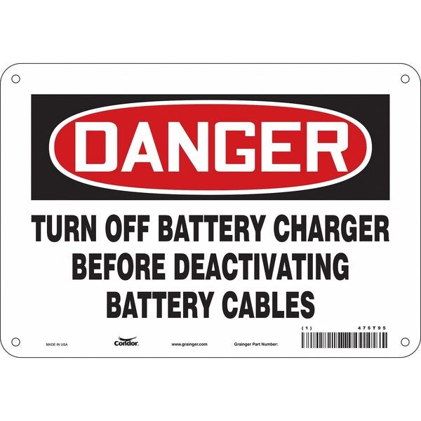 Safety Sign, 7 in Height, 10 in Width, Polyethylene, Vertical Rectangle, English, 475T95