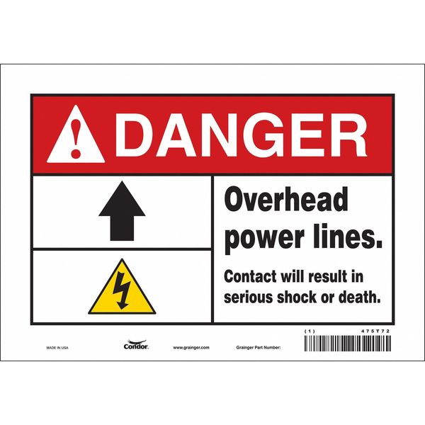 Safety Sign, 7 in Height, 10 in Width, Vinyl, Vertical Rectangle, English, 475T72