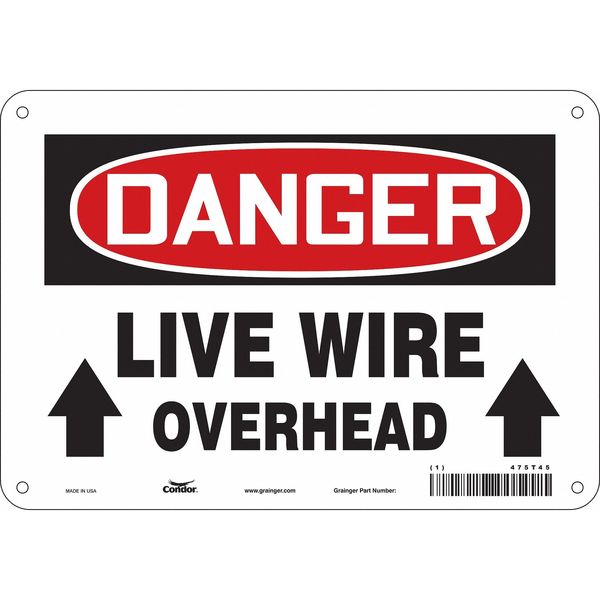Safety Sign, 7 in Height, 10 in Width, Polyethylene, Vertical Rectangle, English, 475T45