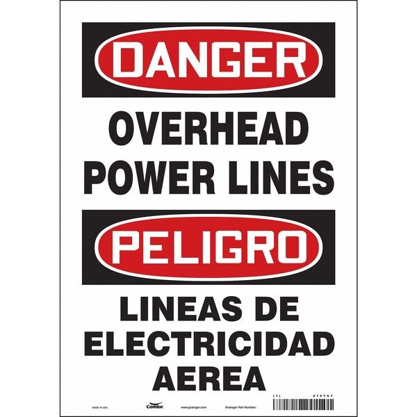 Safety Sign, 14 in Height, 10 in Width, Vinyl, Vertical Rectangle, English, Spanish, 475T67