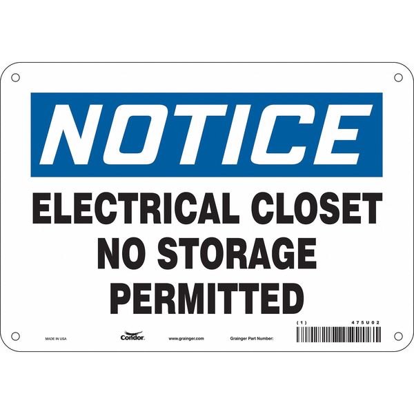 Safety Sign, 7 in Height, 10 in Width, Polyethylene, Vertical Rectangle, English, 475U02
