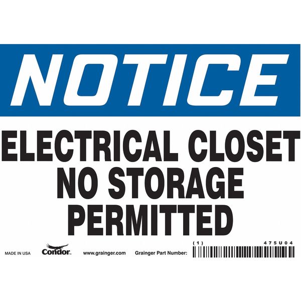 Safety Sign, 5 in Height, 7 in Width, Vinyl, Horizontal Rectangle, English, 475U04