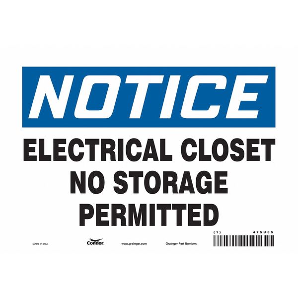 Safety Sign, 7 in Height, 10 in Width, Vinyl, Vertical Rectangle, English, 475U05