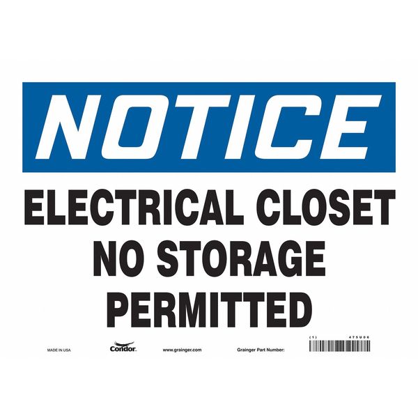 Safety Sign, 10 in Height, 14 in Width, Vinyl, Horizontal Rectangle, English, 475U06