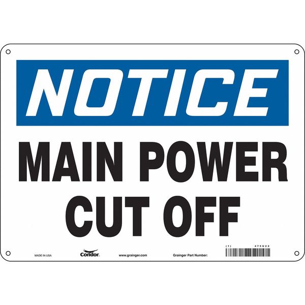 Safety Sign, 10 in Height, 14 in Width, Polyethylene, Horizontal Rectangle, English, 475U22