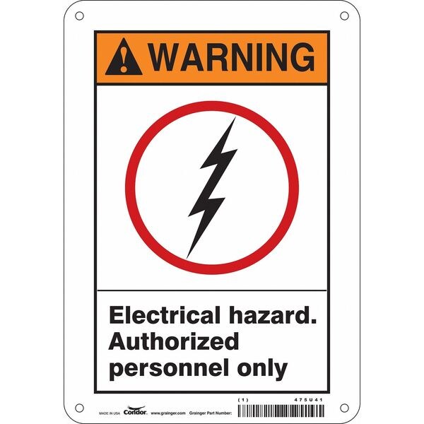 Safety Sign, 10 in Height, 7 in Width, Polyethylene, Horizontal Rectangle, English, 475U41